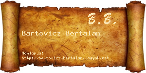 Bartovicz Bertalan névjegykártya